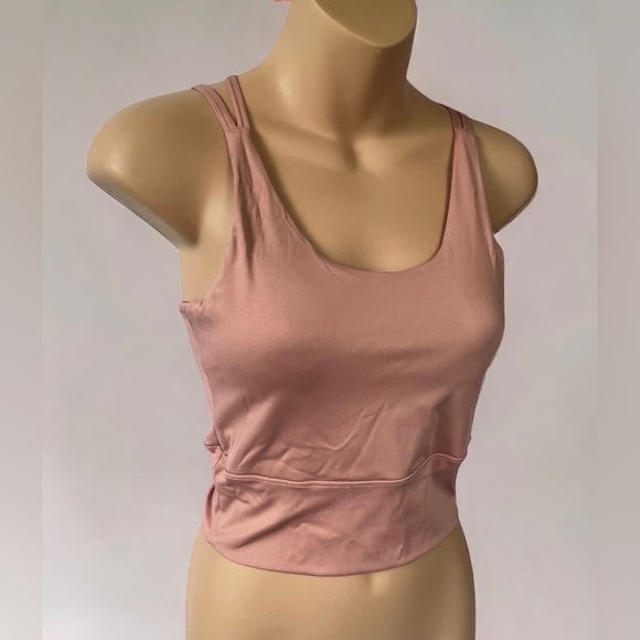 Blush Pink Sports Bra Tank with Criss Cross Straps - Picture 1 of 3